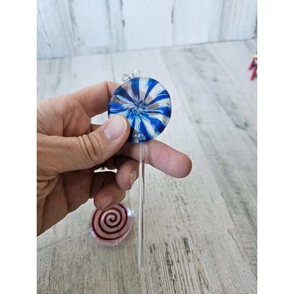 Lollipop sucker candy ornament blue red green vintage lot Xmas tree - Picture 8 of 8